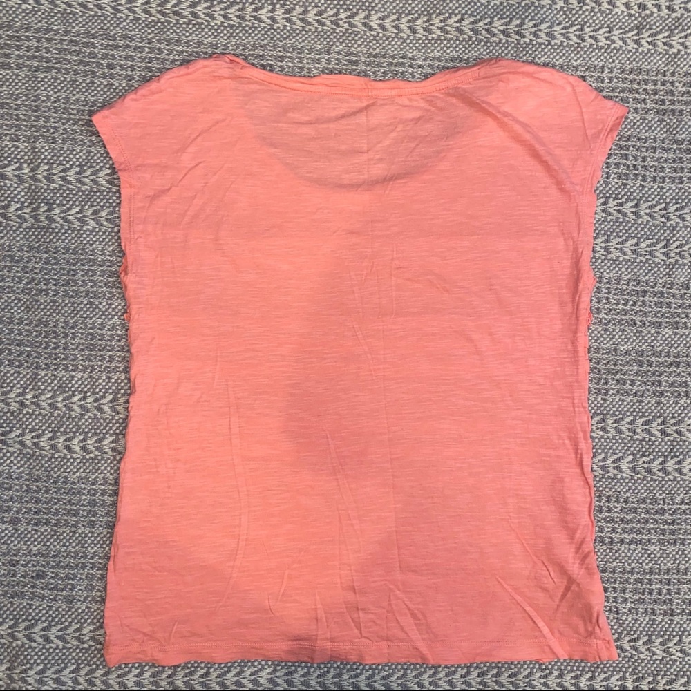 LOFT Peach Ruffled Tee - Picture 3 of 4